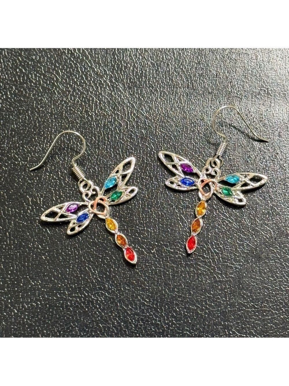 Rainbow Dragonfly Earrings Dangle